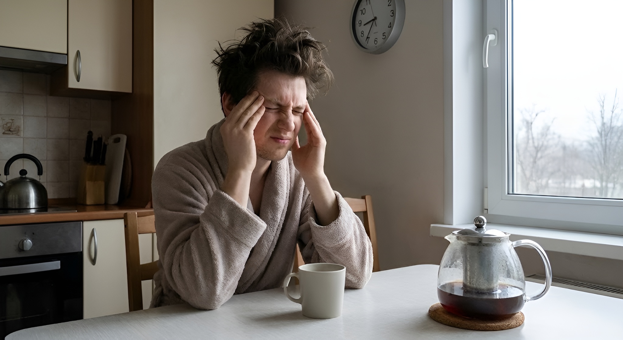 A close-up of a pregnant woman clutching a cup of tea in her hands.