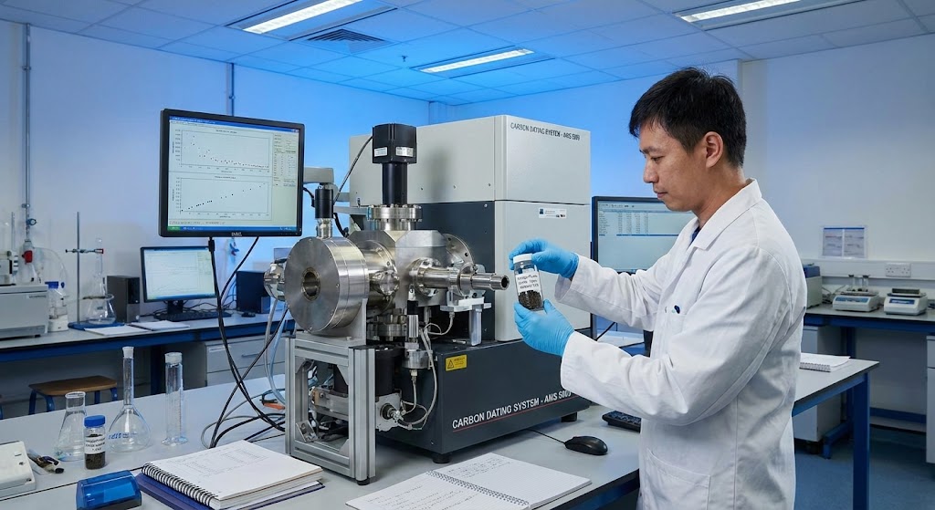 carbon-14 graph showing bomb pulse spike with tea sample analysis