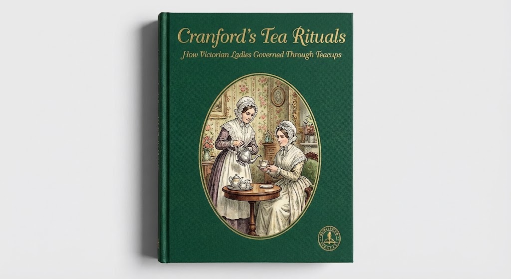 Victorian ladies having formal tea gathering in small parlor with fine china