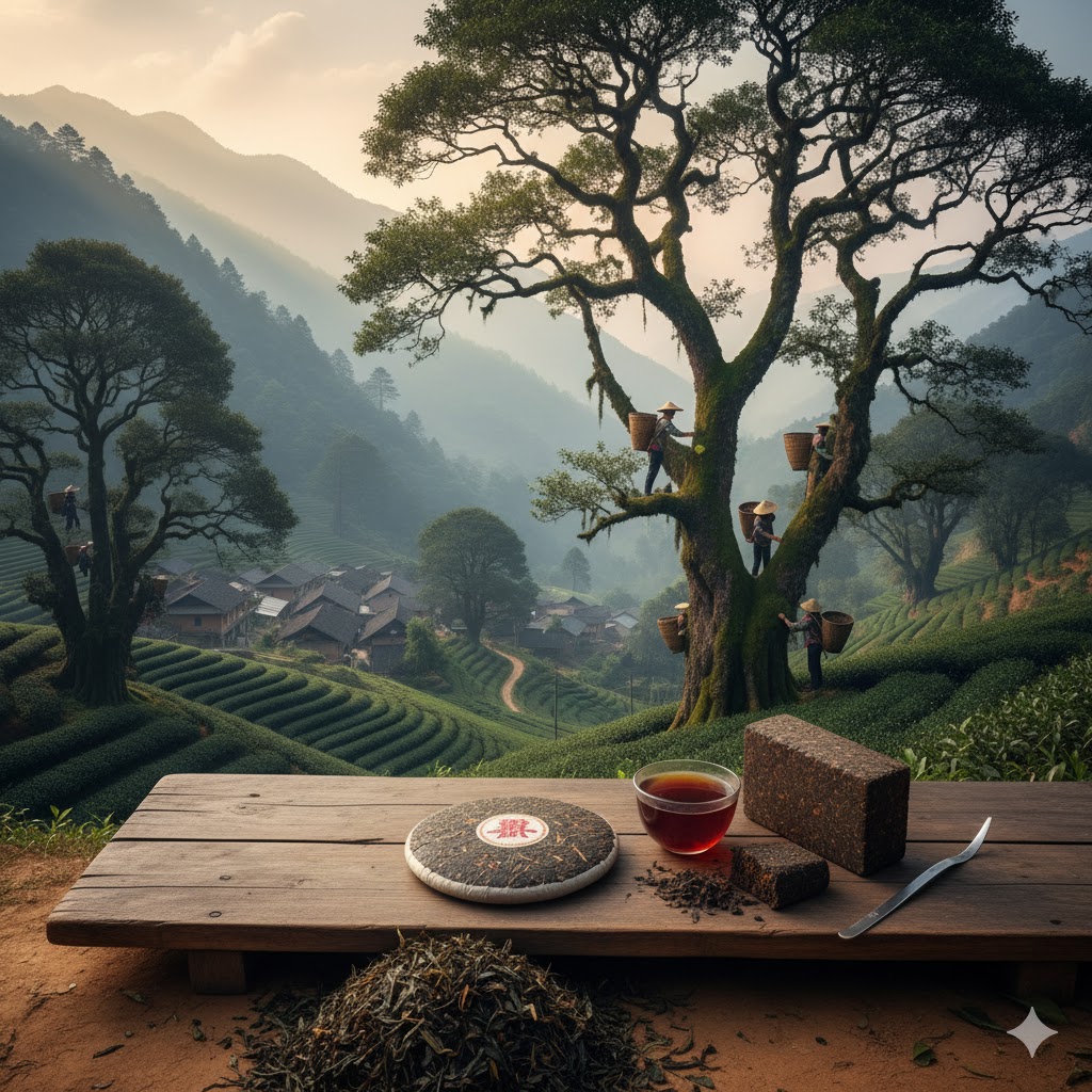 gushu old-arbor trees connected to pu-erh tea.