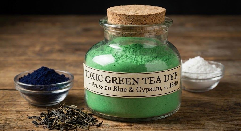 victorian tea adulteration illustration showing dye vats and contaminated tea