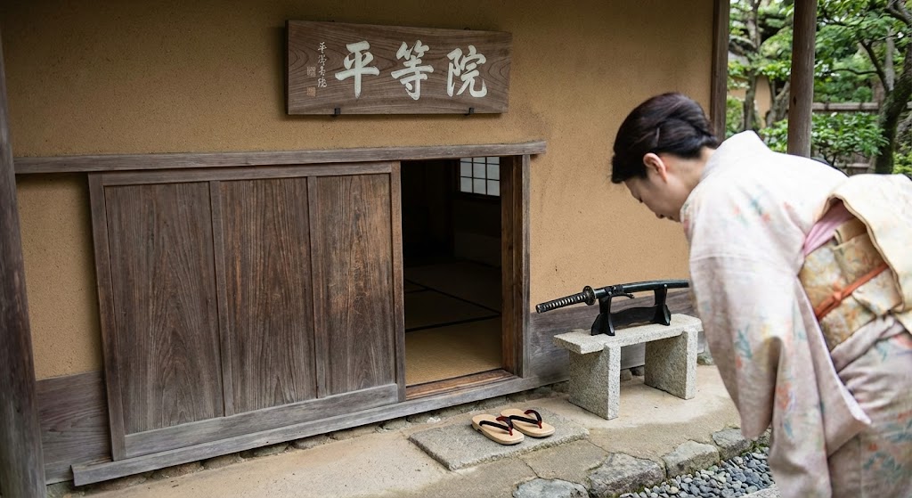 small nijiriguchi crawl door entrance Japanese tea room samurai equality architecture