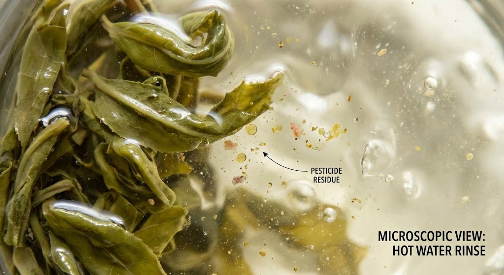 Tea plantation spraying equipment and residue testing results.