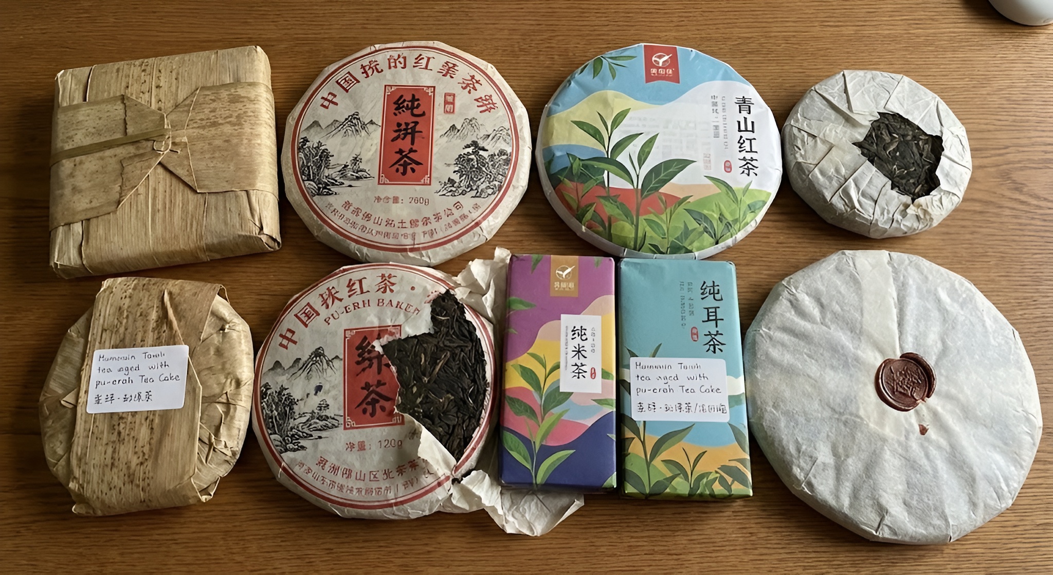 final made product of loose leaf white tea and green tea side by side in a splitscreen effect.