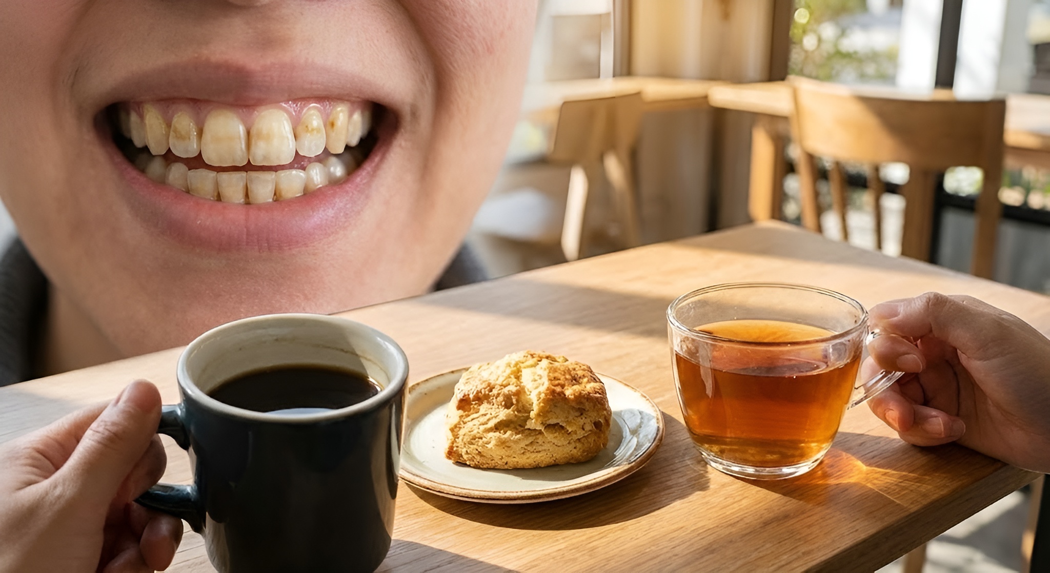 yellow looking teeth from drinking excessive coffee