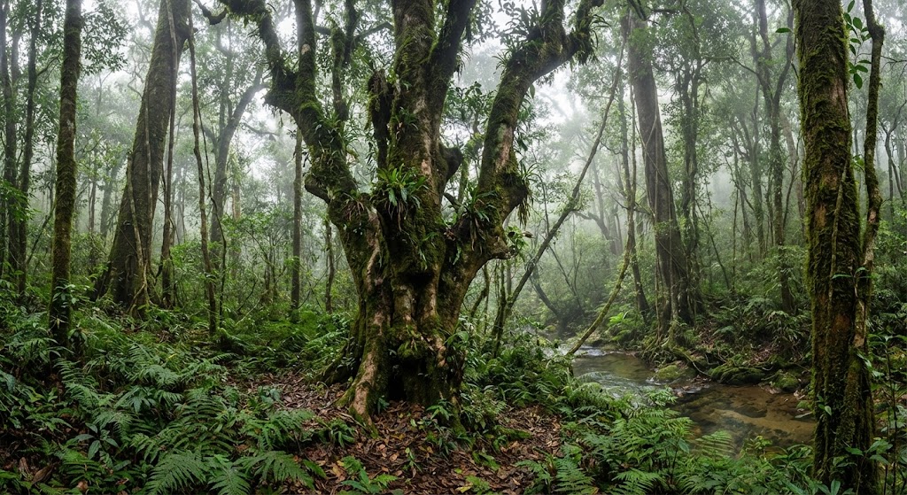 ancient tea tree in remote forest showing wild harvest purity