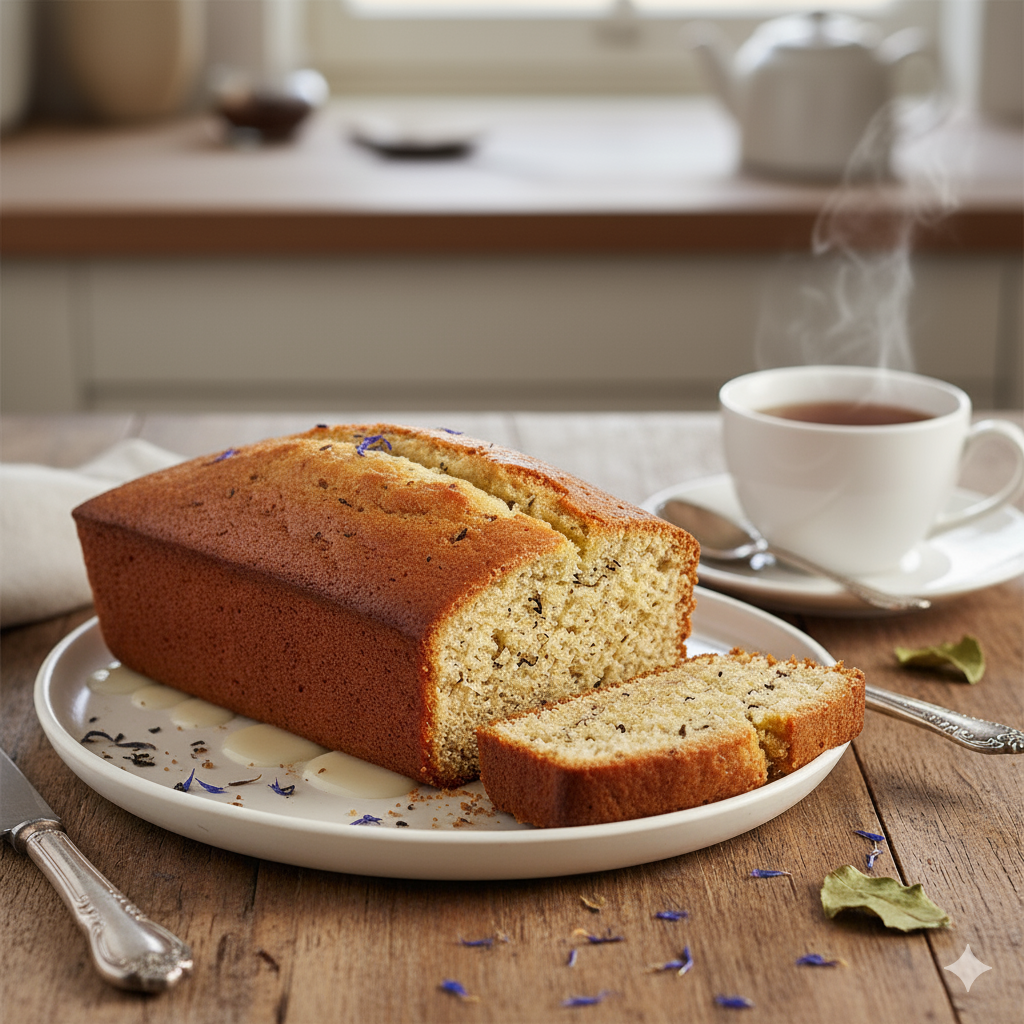 A slice of Earl Grey loaf cake