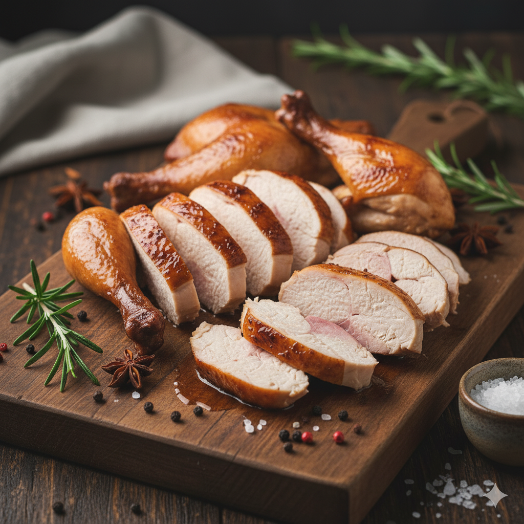 Tea smoked chicken on a platter