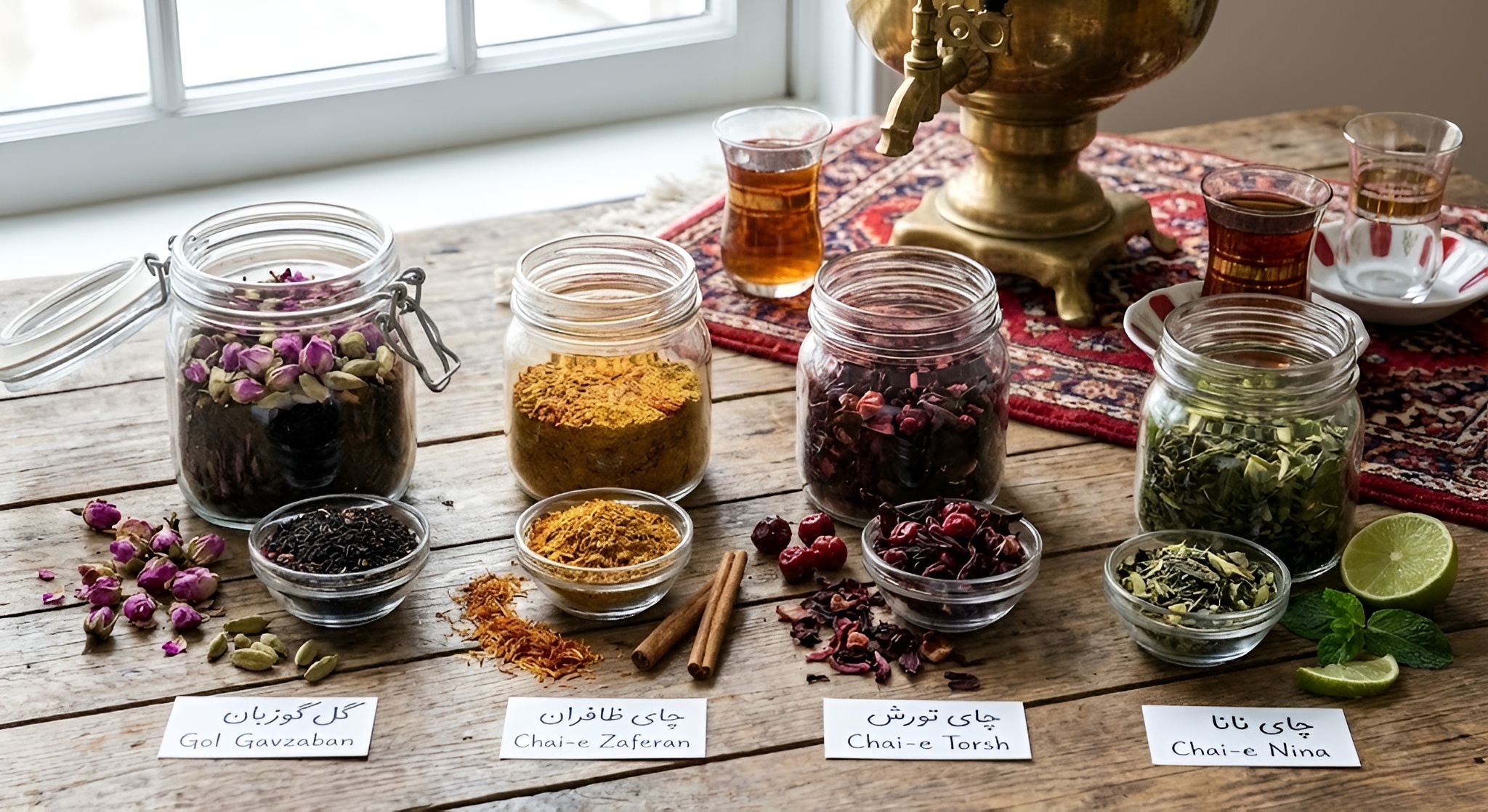 Persian tea glass with Nabat saffron candy.